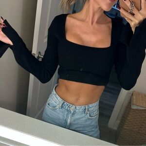 Garage cropped long sleeve sweater